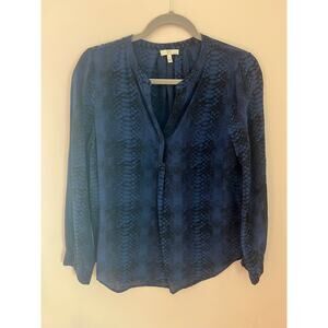 Joie Blue Snakeprint 100% Silk Blouse